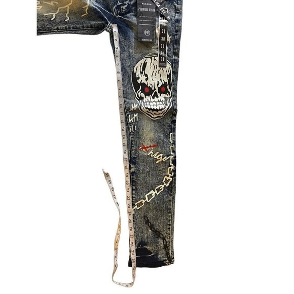 NWT Reason Skinny Jeans Move in‎ Silence Skateboard Streetwear 30Wx32L - Picture 8 of 13